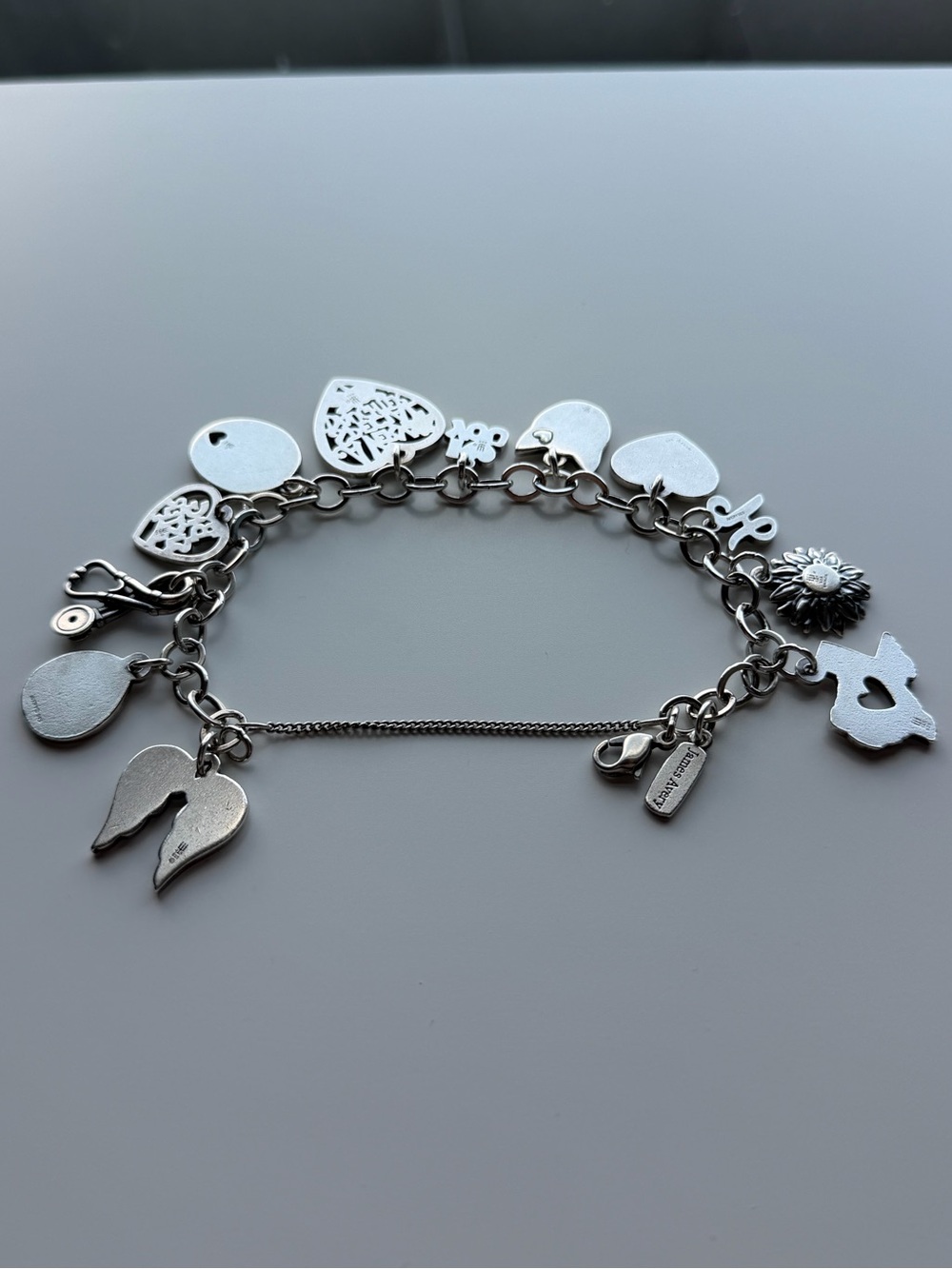 James Avery 925 Sterling Silver Charm Bracelet w/ P.S. I love you & Heart Charms - Picture 9 of 9